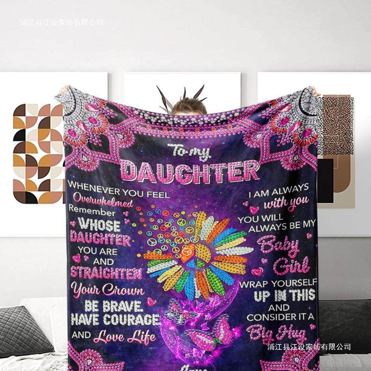 ins Popular Amazon's Popular Mother's Envelope Letter Style Gift Flannel Blanket for Daughter