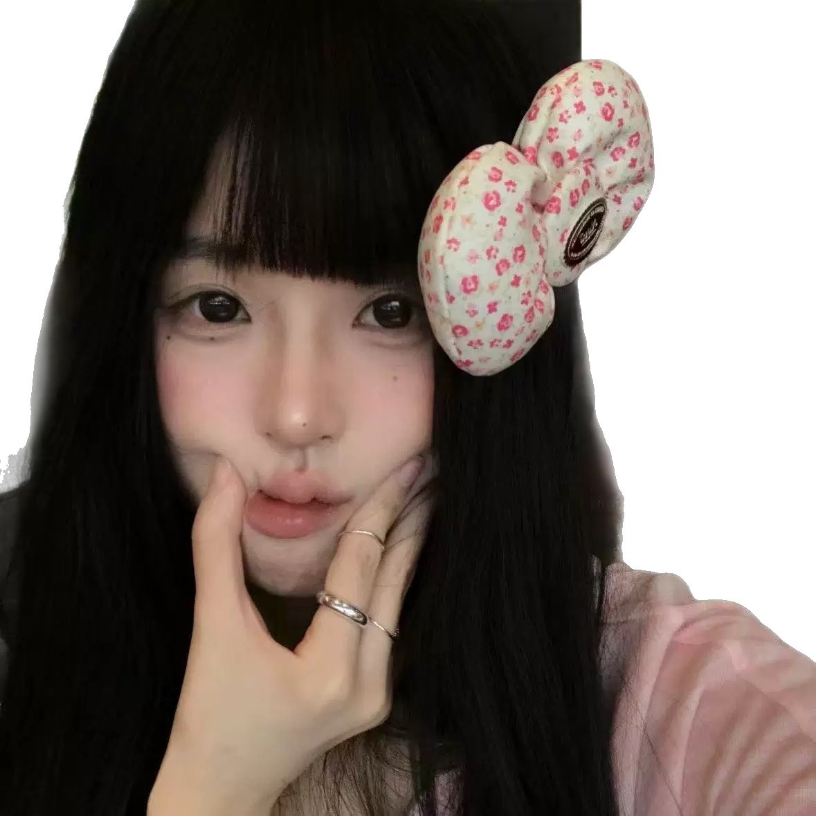 粉色碎花春夏氛围蝴蝶结发夹高颜值百搭少女边夹大蝴蝶结发饰