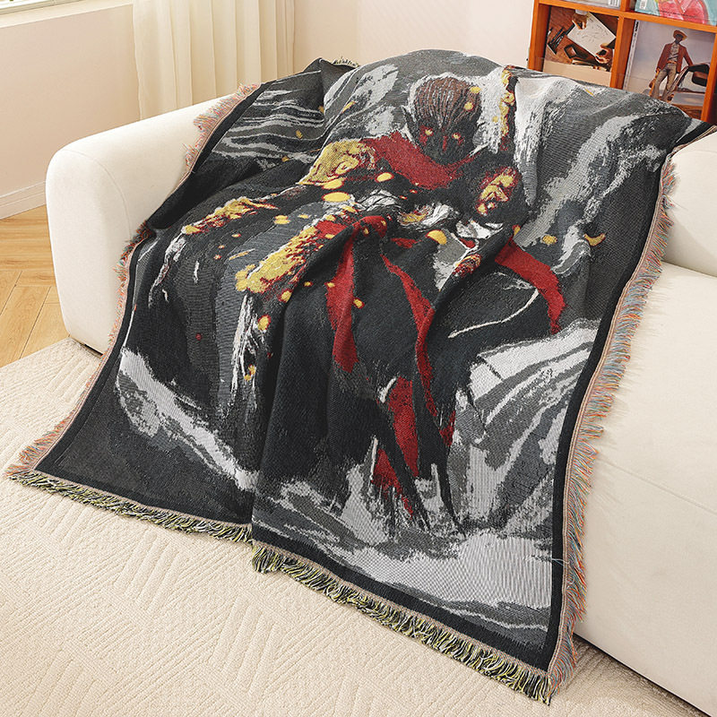 Custom National Tide Cross-border Outdoor Camping Blanket picnic Blanket Multi-functional Cotton Blanket Office Sofa Cover Blanket Tapestries