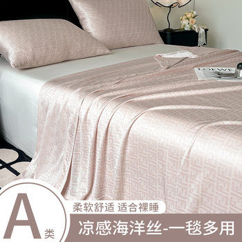 2025 New Summer Style Cool and Fresh Pure Color First Class Moisturizing Marine Silk Aviation Blanket Home Air Conditioning Blanket