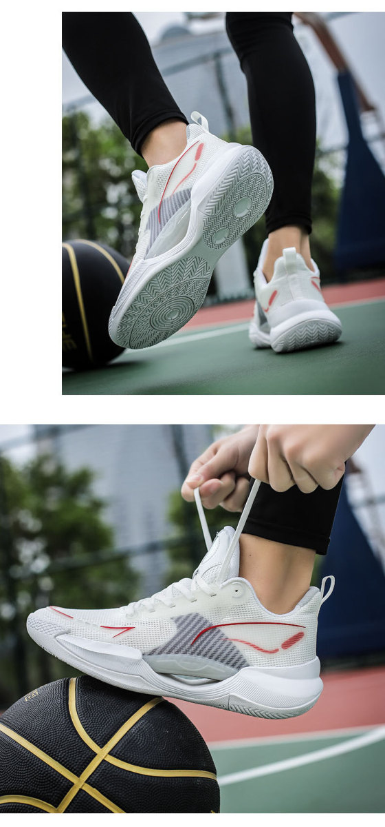 Giày bóng rổ cổ cao lưới thoáng khí, giày thể thao chạy bộ unisex — Xanh băng 8262, Bắc Lan 8262, Trắng Đỏ 8262