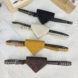 Маленькая поясная сумка на ремне, женская треугольная сумка из замши, матовая замша, изысканное украшение с аксессуарами для джинсового ремня, универсальная