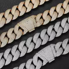 European and American Cross-Border Hip-Hop 24mm Bubble Cuban Chain Zircon Necklace Men's High-End Cool Jewelry Bracelet