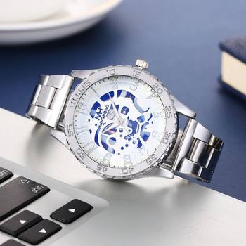 Hot Selling Cross-Border Men's Watch Large Dial Quartz Watch Steel Band Men's Watch Fashion Hollow Face Casual Men's Watch