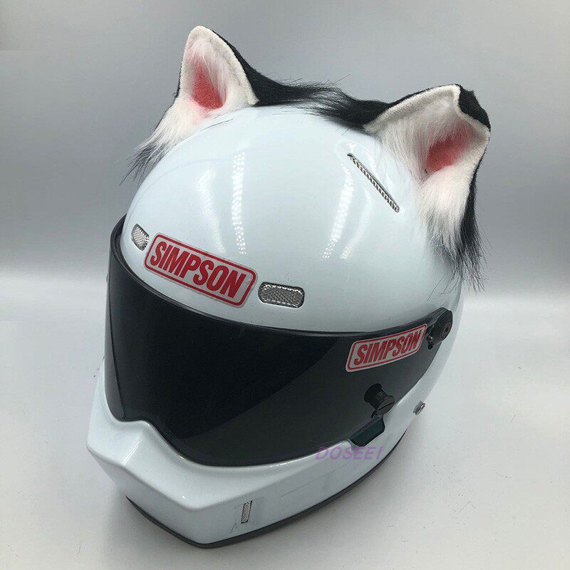 前白後黒虹猫耳 + しっぽ (ヘルメットなし)-ワンサイズ