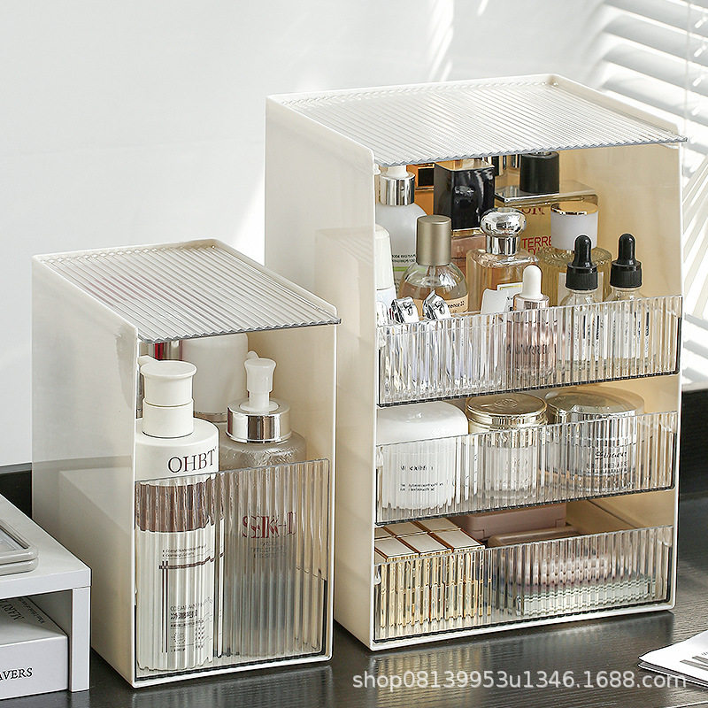 Cosmetic Storage Box Desktop Advanced Sense Transparent Large Capacity Dustproof Lipstick Storage Rack Skin Care Products Storage Rack
