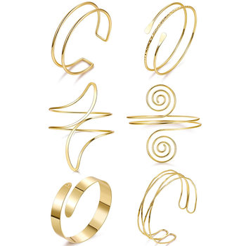 European and American Hot-Selling Women's Armband Fashion Open Adjustable Set Bracelet Versatile Line Gold Two-Color Bracelet