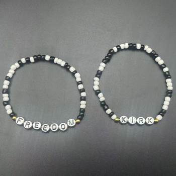2025 New Cross-Border Hot-Selling Black and White Beaded Bracelet Kirk Acrylic Letter Bracelet Set