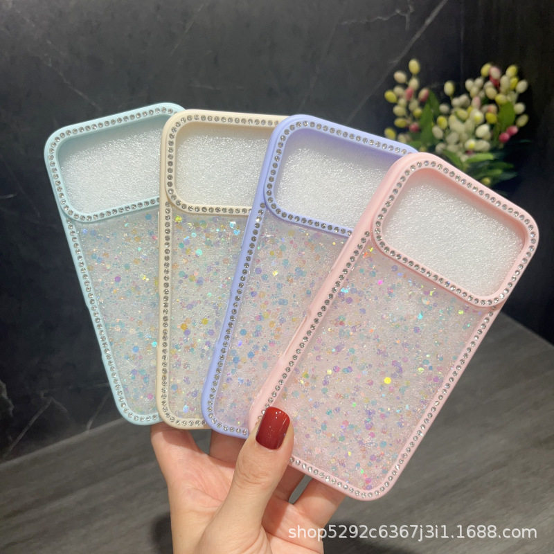 Diamond Shell Cross-Border Glitter Case Suitable for iPhone 15 Electroplated Lens Frame Phone Case with Resin for Immediate Wealth New Year Edition