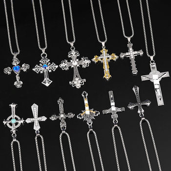 2026 New European and American Style Cross Necklace for Men, Simple Long Gothic Retro Stainless Steel Non-Fading Pendant for Women