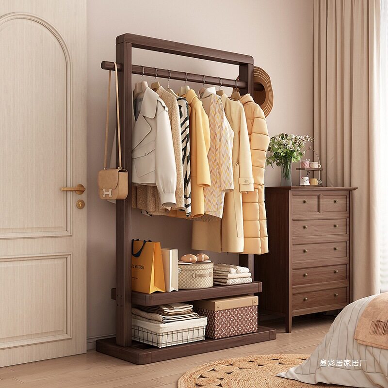 Clothes Rack Floor-Standing Bedroom Simple Clothes Rack Removable Indoor Home Clothes Hanging B&B Solid Wood Coat Rack