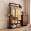 Clothes Rack Floor-Standing Bedroom Simple Clothes Rack Removable Indoor Home Clothes Hanging B&B Solid Wood Coat Rack