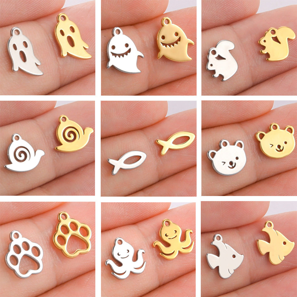 Europe and the United States cross-border export hot selling stainless steel squirrel fish bear claw animals and other pendants necklace bracelet earrings