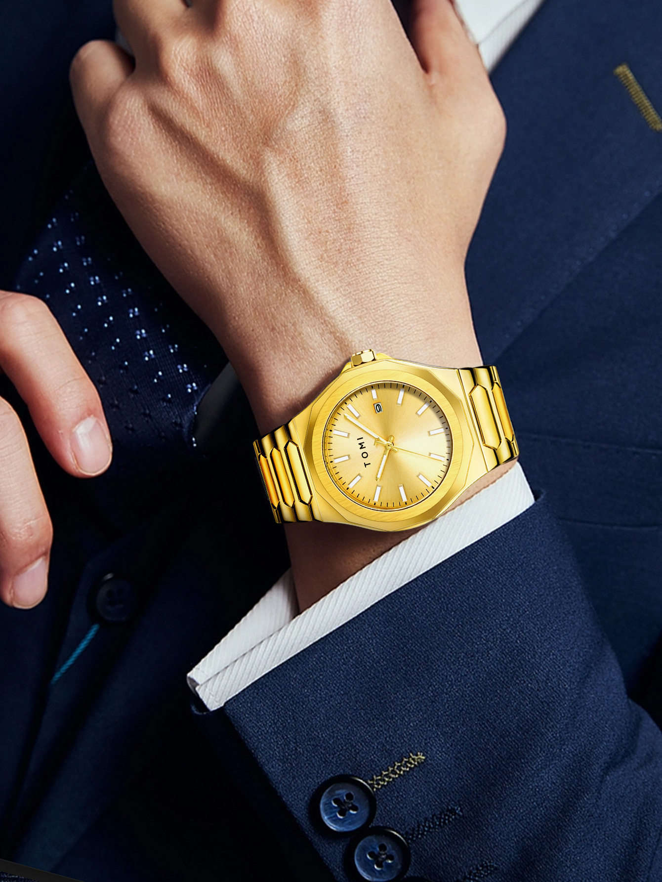 Tomi Simple Style Waterproof Business Men's Classic Steel Band Watch Set 29 O1CN01NTS4qW1HFvp0VSHwP !!2515840729 0 cib