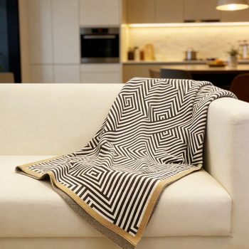 ​ Geometric Loop Line Acrylic Jacquard Blanket Scandinavian Air-Conditioned Office Lunch Break Blanket Airplane Blanket Can Be Printed with Logo