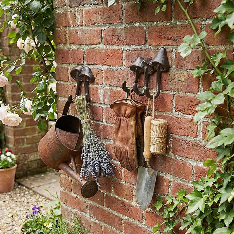 Cross-border European Classical Cast Iron Mushroom Pastoral Coat Hood Hook Key Home Accessories Creative Home Decoration