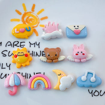 Glossy Cute Angel Rabbit Bear Umbrella Crown Rainbow Cloud Sun Cream Glue Hairpin Hair Rope Accessories