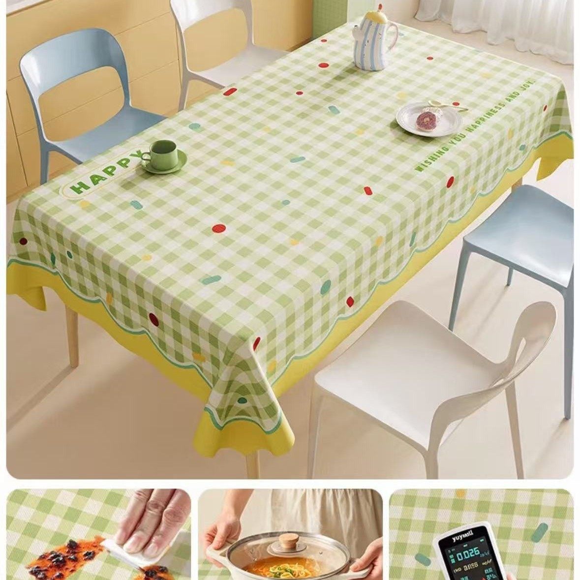 2025 New Model Simple and Classy Dust-Proof and Oil-Proof Wipe-Clean Pvc Tablecloth Supports Dropshipping Nordic Style
