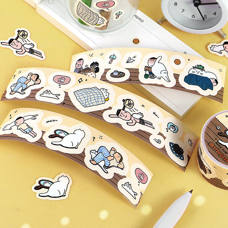 Note For×Matsugoda Co-Branded Cute Cartoon Decorative Handbook Synthetic Paper Die-Cut Tape Material 4 Types