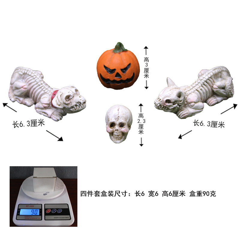 Halloween Pumpkin Ornaments Skeleton Cat Garden Micro Landscape Ghost Festival Dog Ornaments Horror Resin Crafts Cross-Border