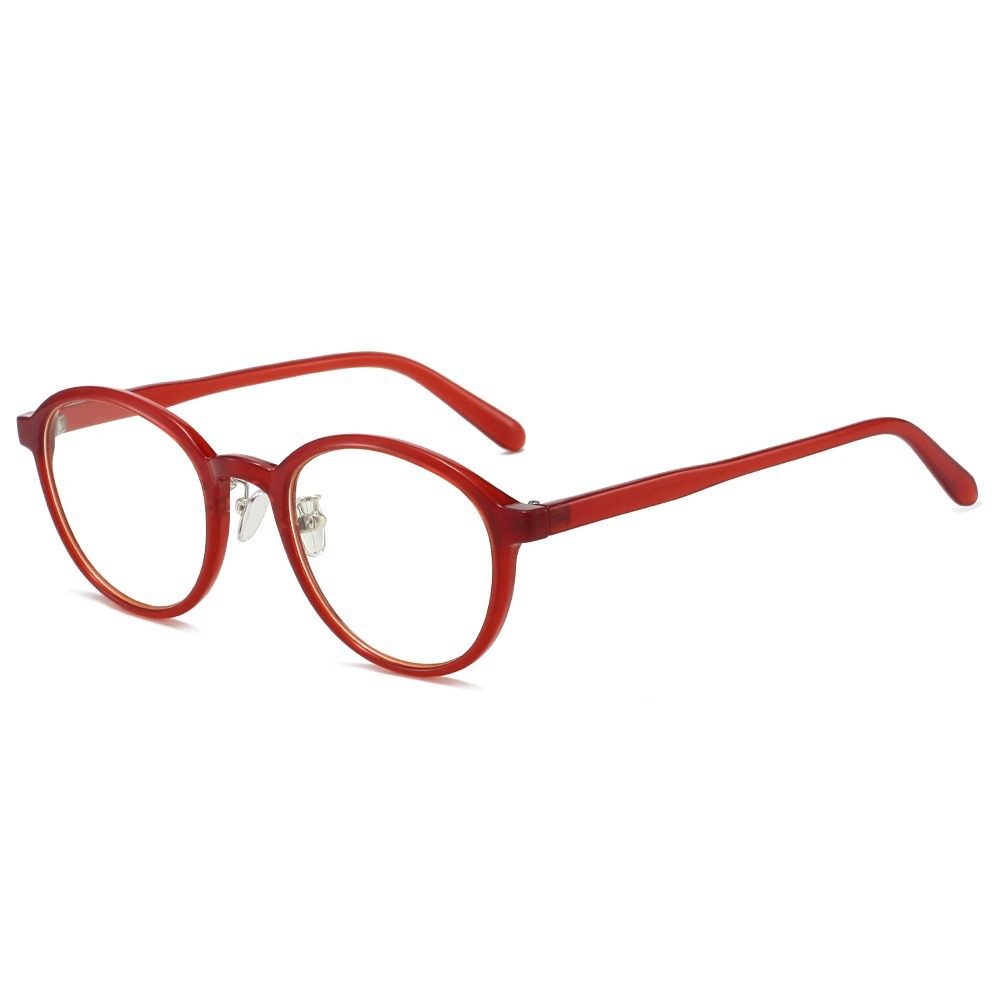 Ancollar Red Ultra-Light Tr Slimming Look Round-Frame Flat Mirror Retro Fashionable Square and Round Face Myopia Women Can Be Equipped with Prescription