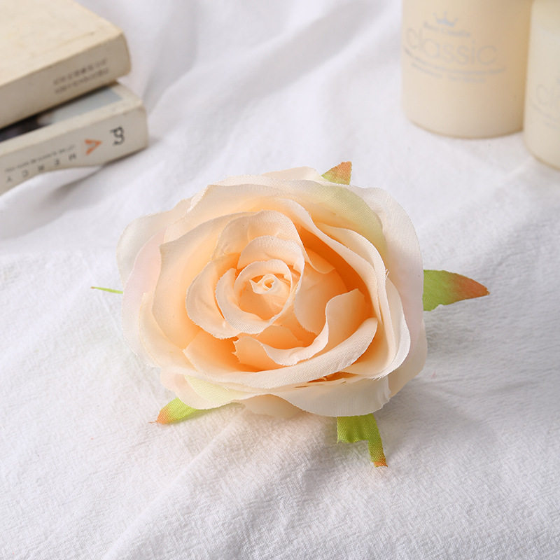 仿真玫瑰花头DIY假花绢花婚庆婚礼花材胸花发饰装饰花玫瑰花批发