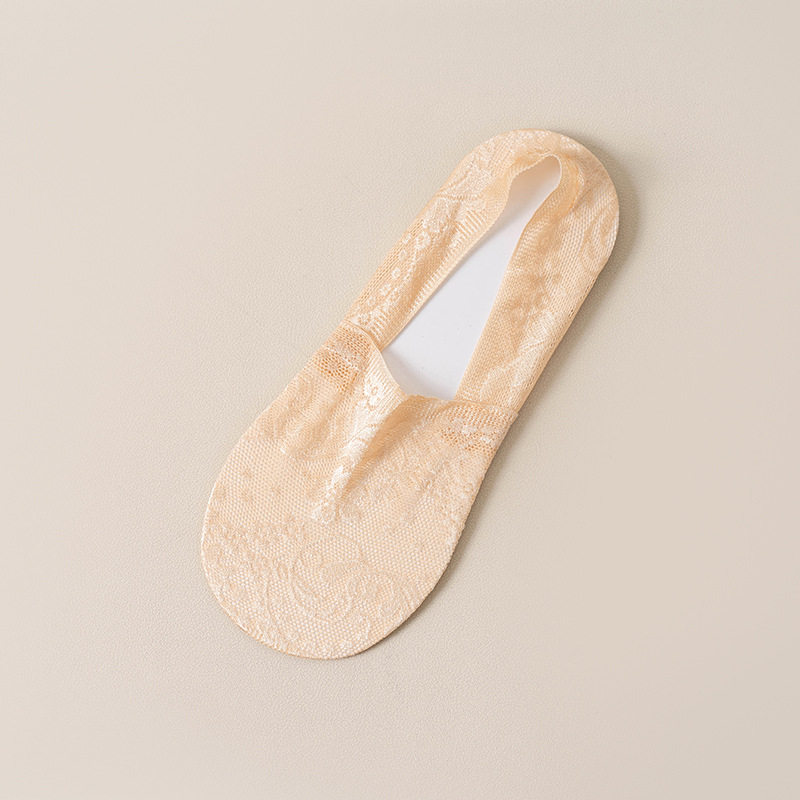 深口女士提花蕾丝锁边花边棉底隐形袜浅口硅胶防滑棉底船袜子批发