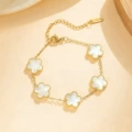 Golden five-flowered white shell bracelet 17+5cm