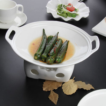 Creative Hot Dishes Plate Ceramic Dry Pot Plate Heat Preservation Plate Heating Dishes Hotel Supplies Binaural Dry Pot Ding