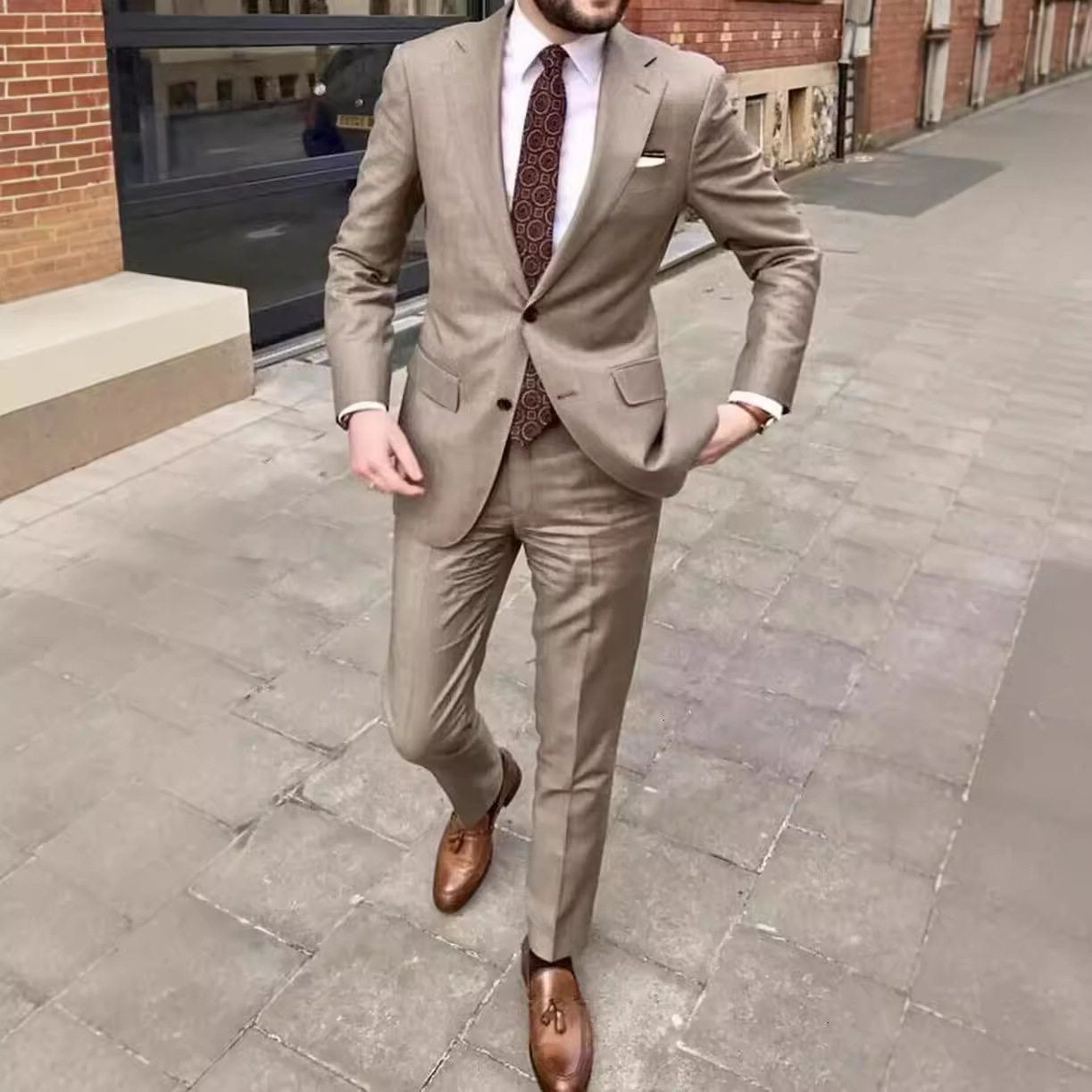 2024 cross-border new men's suit two-piece suit men's suit suit slim business dress two-button suit