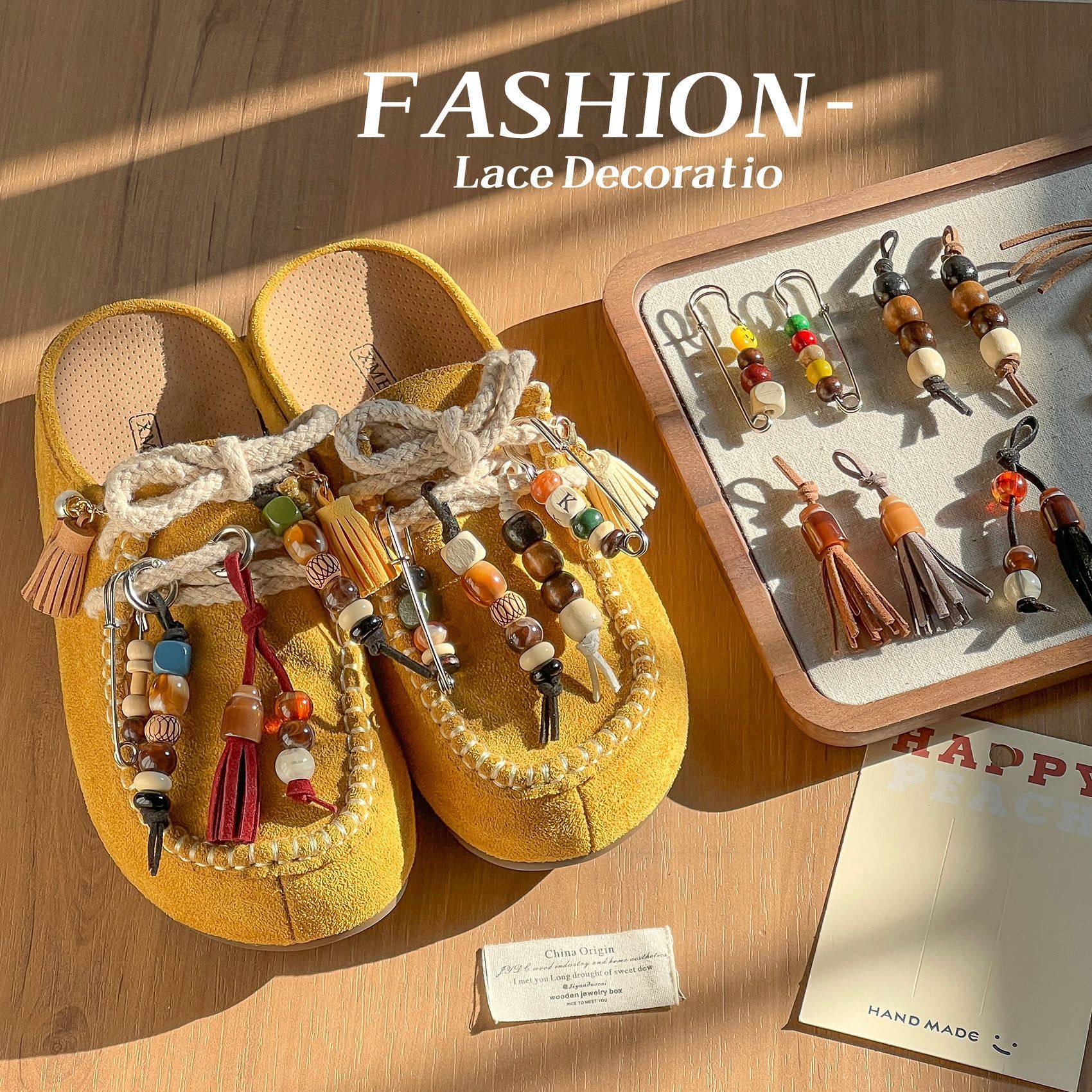 High-End Beaded Shoe Hanger Autumn and Winter Miu Series Maillard Shoe Bag Pendant German Training Kangaroo Shoes DIY Shoe Decoration Buckle