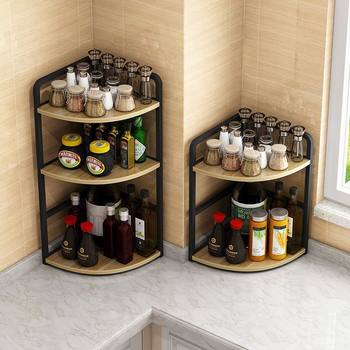 Corner Storage Rack, Spice Rack, Kitchen Supplies, Countertop Spice Rack, Stainless Steel Triangle Corner Storage Rack