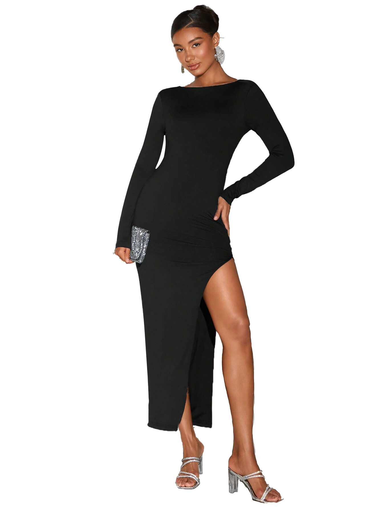 Elegant Womens Midi Dress Sexy Backless Design Round Neck Comfortable Fabric Perfect for Beach Vacations Wholesale