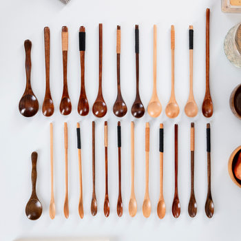 New nest creative wooden mixing spoon Japanese long handle honey spoon office coffee spoon spot wholesale