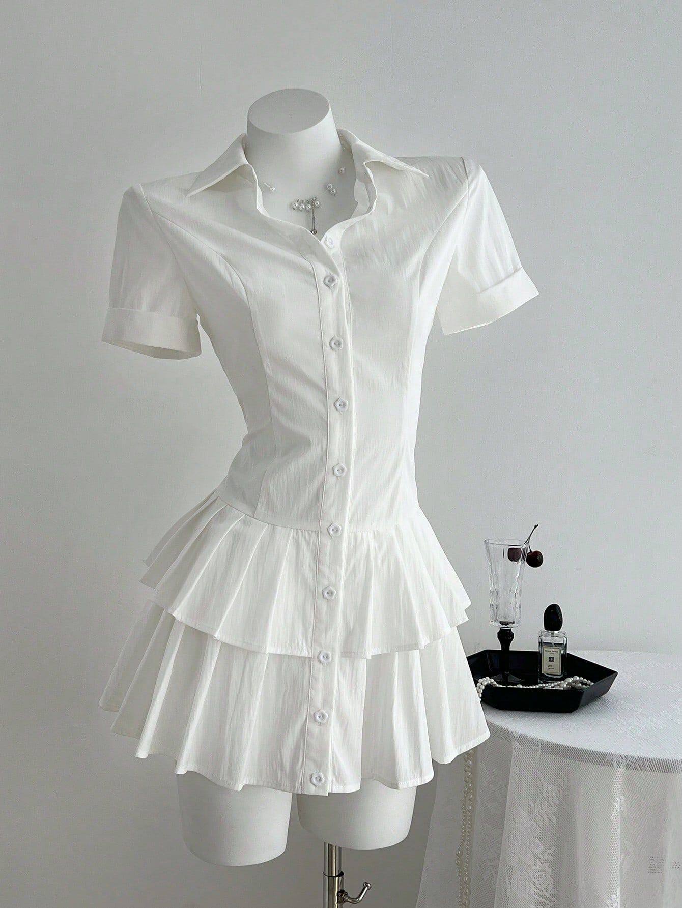 Casual Pleated Dress Summer Style Versatile Design Lightweight Fabric Womens Fashion Ready to Ship