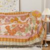 Warm European Style Flower Jacquard Cotton Tassel Sofa Blanket Camping Blanket Bed End Blanket Thick Blanket