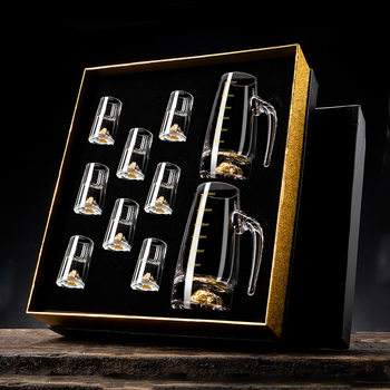 Diamond Gold Foil White Wine Glass Home Set Crystal Glass Wine Dispenser Small Wine Cup Gift Box Gold Foil Wine Set