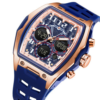 European and American Cross-Border Popular Multifunctional Sports Watch with Large Dial, Luminous, Waterproof, Alarm Clock, Barrel-Shaped Men's Watch