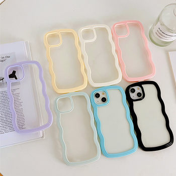 Suitable for Apple 13Promax Protective Case Xr Wavy Pattern Frame Iphone1214 Material 15 Mobile Phone Case Anti-Fall
