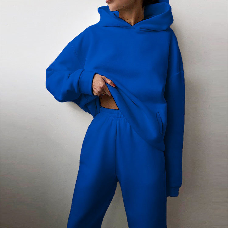 Hooded Sweatshirt and Pants Set for Women Solid Color Casual Outfit Spring Fashion