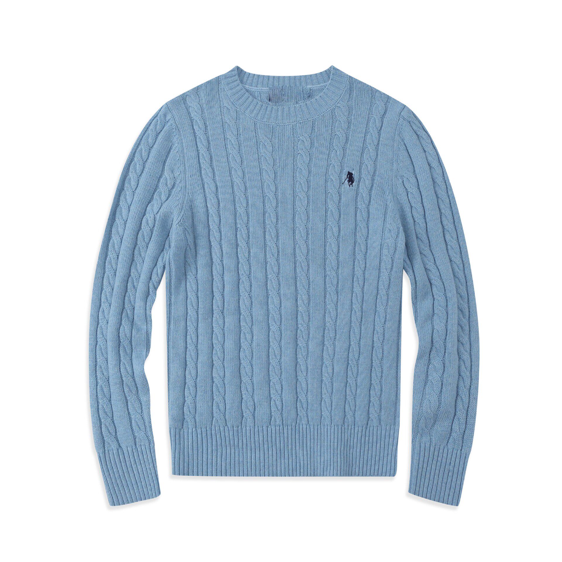 秋冬季圆领麻花毛衣男商务休闲羊毛混纺polo小马标情侣针织衫