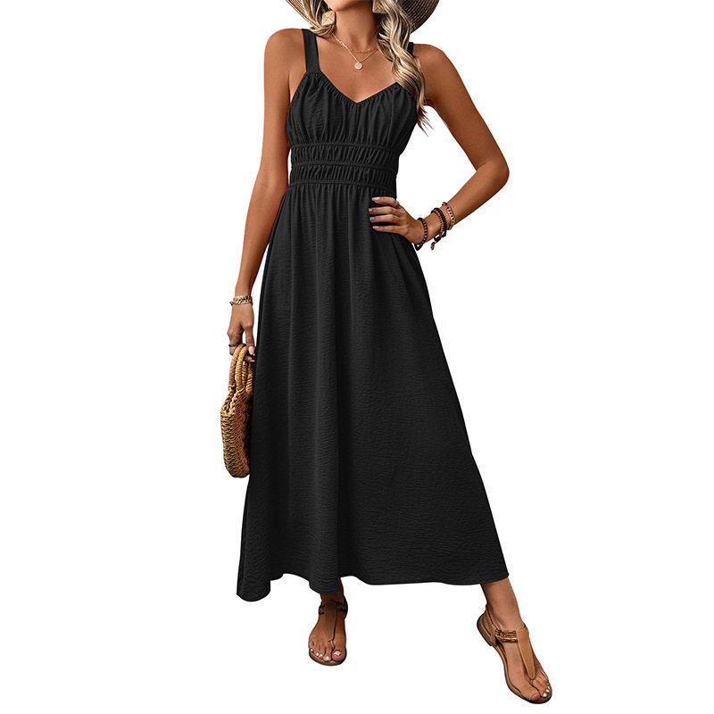Casual Womens Dress Simple Solid Color Sleeveless Design Comfortable Fabric Perfect for Summer Outings Wholesale
