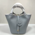Linen Blue Gold Buckle Small - Safi Thread+Anti Counterfeit Thread+Original Leather