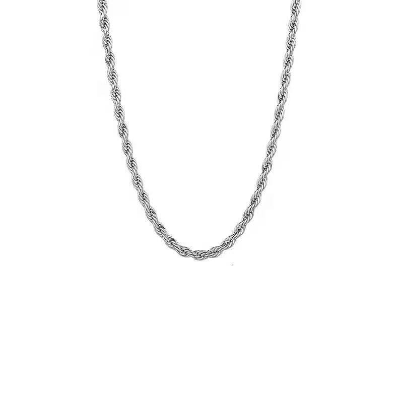 Cross-border European and American stainless steel twist chain simple personality men and women hip-hop titanium steel necklace accessories clavicle chain seven leaves