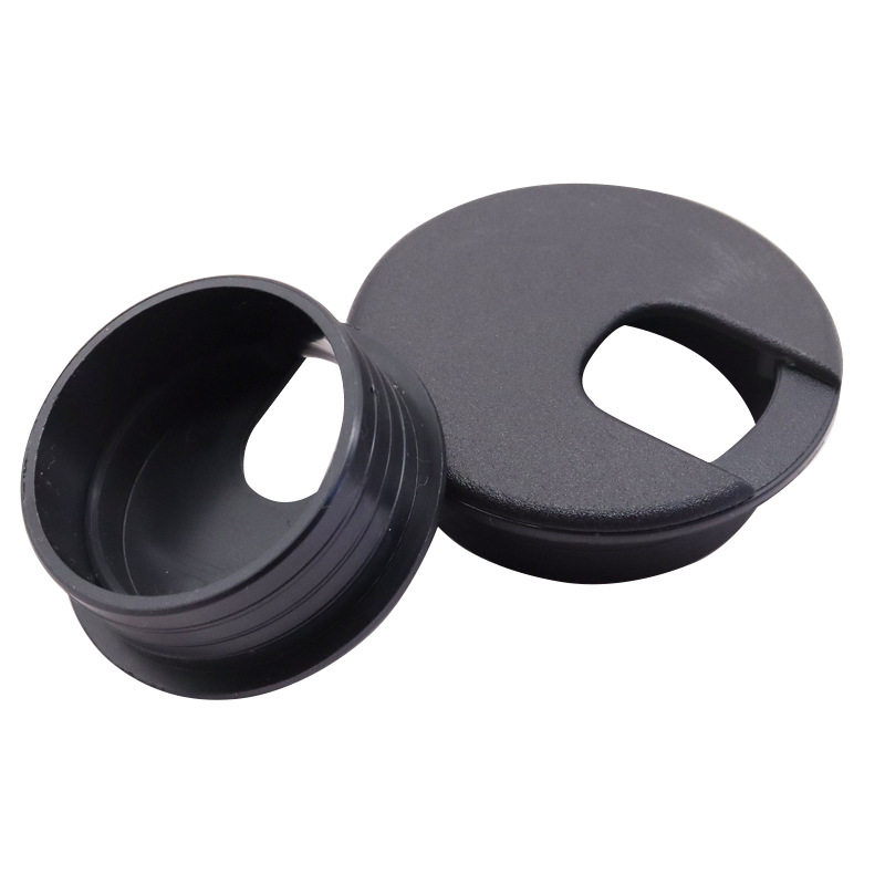 38孔电脑桌面U型过线盒孔盖45孔圆形圈防尘穿线盒家具电脑桌配件