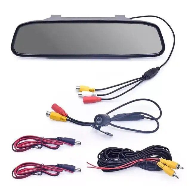 Cross-Border Hot-Selling Rearview Mirror Display 4.3inch External Car Camera with Light Car Rear View Reversing Image
