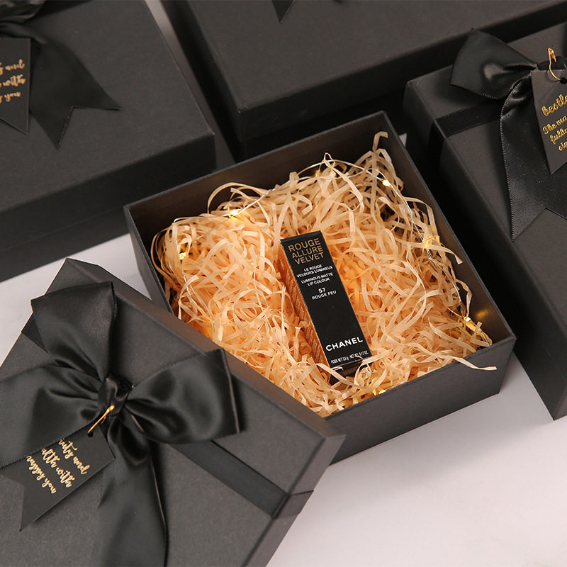 Creative Black Bow Gift Box Wholesale Birthday Gift Valentine's Day Coke Gift Box Heaven and Earth Cover Packaging Box