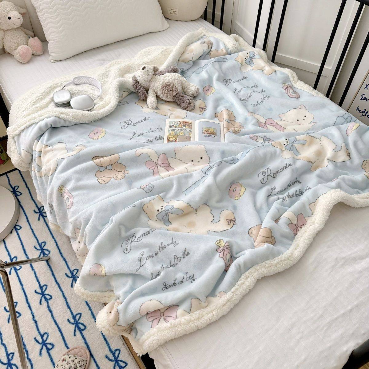 Thickened Milk Lamb Velvet Blanket Office Shawl Nap Blanket Student Dormitory Coral Velvet Sofa Blanket