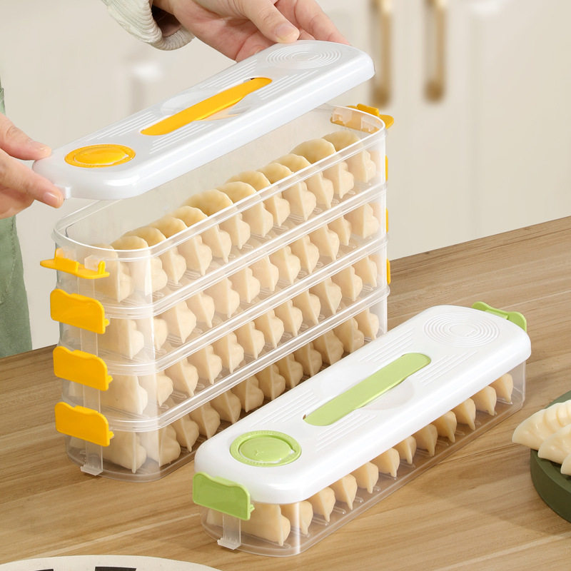 Refrigerator Sandwich Plastic Dumpling Box Refrigerator Side Crisper Multi-Layer Covered Wonton Dumpling Box Leak-Proof Seal