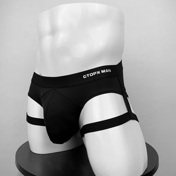 GTOPX MAN Men's Strap Dress Style Single Layer Ice Silk Thin U Convex Sexy Low Waist Panties Briefs for Hair